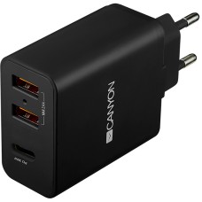 Мережевий зарядний пристрій Canyon (2USB, 2.4A) Black (CNE-CHA08B)