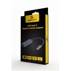 Адаптер Cablexpert USB Type-C - RJ-45 (M/F), 0.15 м, Black (A-USB3C-LAN-01)