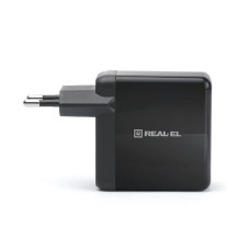 Мережевий зарядний пристрій REAL-EL CH-350 QC3.0 (2USB, 3A) Black
