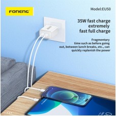 Мережевий зарядний пристрій Foneng EU50 PD35W Fast Charger (2USBх3A) White (EU50-CH)
