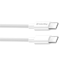 Кабель ColorWay USB Type-C - USB Type-C (M/M), PD Fast Charging 65W, 3.0 А, 1 м, White (CW-CBPDCC055-WT)