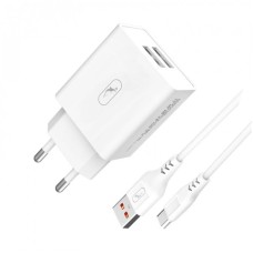 Зарядний пристрій SkyDolphin SC30T (2USB, 2.1A) White (SDMZP-000113) + кабель Type-C