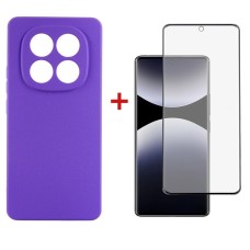 Чохол-накладка Dengos Carbon для Xiaomi Redmi Note 14 Pro Purple (DG-KM-130) + захисне скло