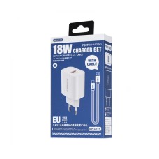 Мережевий зарядний пристрій Remax Kiddy Series 18W (1USB 2.1 А) White (RP-U119) + кабель USB Type-C