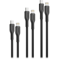 Комплект кабелів Promate USB Type-C - Lightning (M/M), 3A, 27W, 0.3 м, 1.2 м, 2 м Black (cablekit-ci)