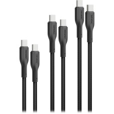 Комплект кабелів Promate USB Type-C - USB Type-C (M/M), 3A, 60W, 0.3 м, 1.2 м, 2 м Black (cablekit-cc.black)