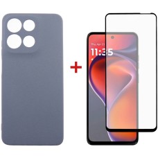 Чохол-накладка Dengos для Motorola G15/G15 Power Grey Full Glue (DG-KM-147) + захисне скло
