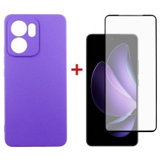 Чохол-накладка Dengos для Oppo Reno 13F Violet Full Glue (DG-KM-151) + захисне скло